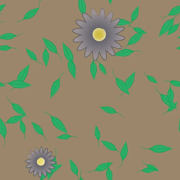 Fleurs Abstraites Avec Des Feuilles Vertes Motif Sans Couture Illustration — Image vectorielle