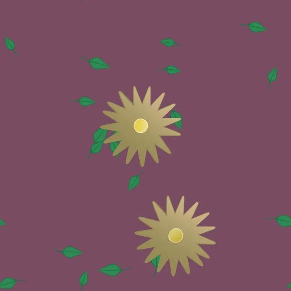 Flores Abstractas Con Hojas Verdes Patrón Sin Costura Ilustración Vectorial — Archivo Imágenes Vectoriales