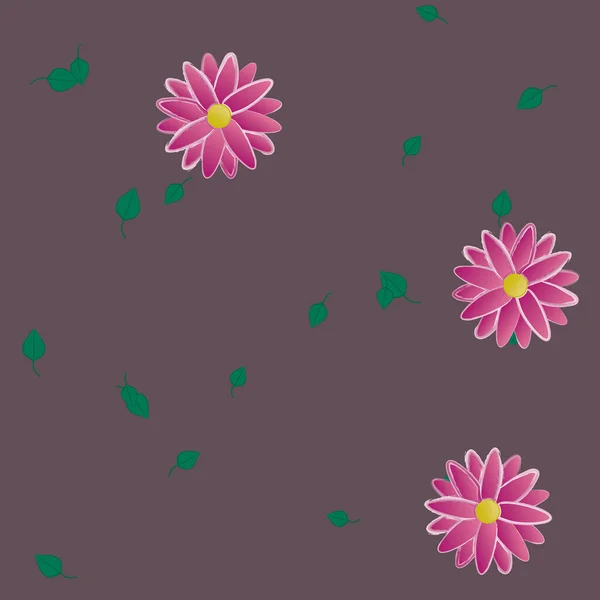 Fleurs Abstraites Avec Des Feuilles Vertes Motif Sans Couture Illustration — Image vectorielle