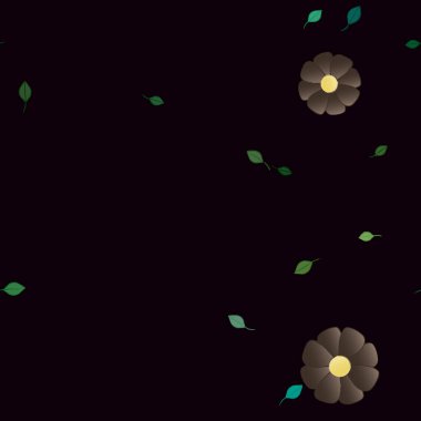 Yeşil yapraklı soyut çiçekler pürüzsüz desen, vektör çizimi