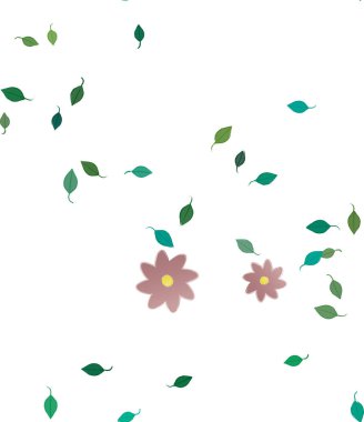 Yeşil yapraklı soyut çiçekler pürüzsüz desen, vektör çizimi