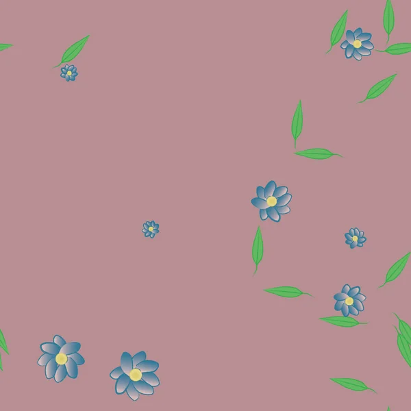 Flores Abstractas Con Hojas Verdes Patrón Sin Costura Ilustración Vectorial — Vector de stock