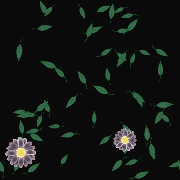 Fleurs Abstraites Avec Des Feuilles Vertes Motif Sans Couture Illustration — Image vectorielle