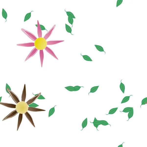 Blumen Mit Blättern Nahtloser Hintergrund Vektorillustration — Stockvektor