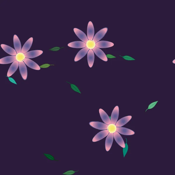 Fleurs Abstraites Avec Des Feuilles Vertes Motif Sans Couture Illustration — Image vectorielle