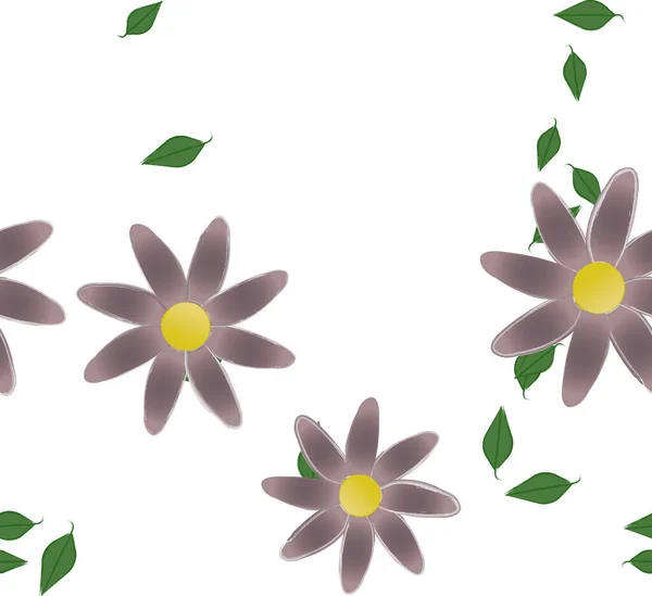 Bloemen Met Bladeren Naadloze Achtergrond Vector Illustratie — Stockvector