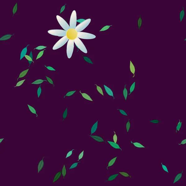 Flores Abstractas Con Hojas Verdes Patrón Sin Costura Ilustración Vectorial — Archivo Imágenes Vectoriales