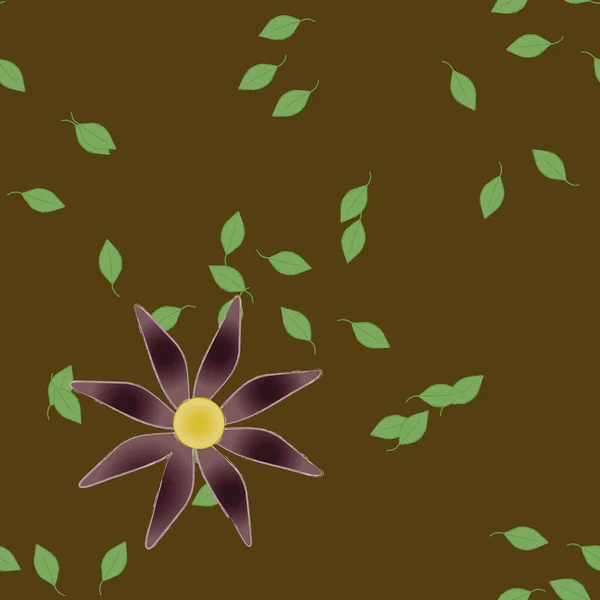 Flores Abstractas Con Hojas Verdes Patrón Sin Costura Ilustración Vectorial — Vector de stock