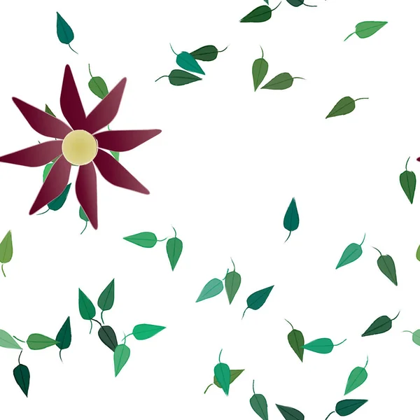 Fleurs Abstraites Avec Des Feuilles Vertes Motif Sans Couture Illustration — Image vectorielle