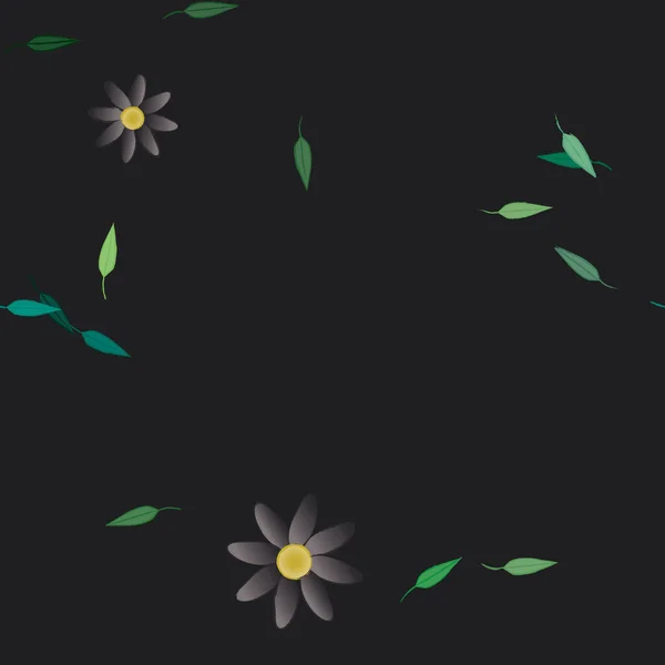 Fleurs Abstraites Avec Des Feuilles Vertes Motif Sans Couture Illustration — Image vectorielle