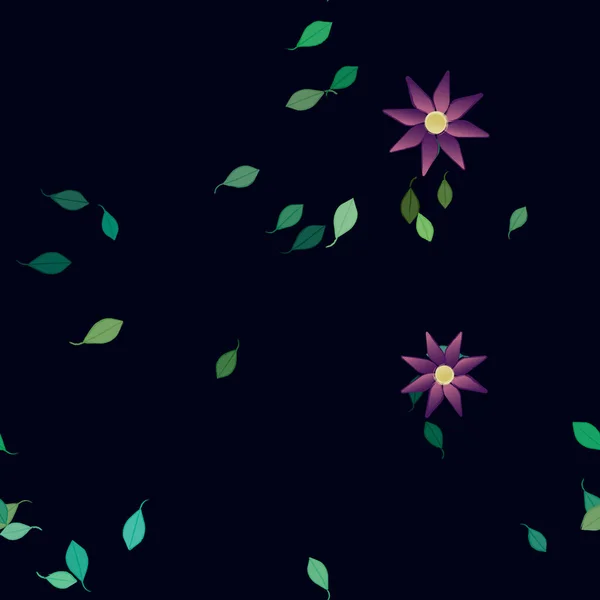 Fleurs Abstraites Avec Des Feuilles Vertes Motif Sans Couture Illustration — Image vectorielle