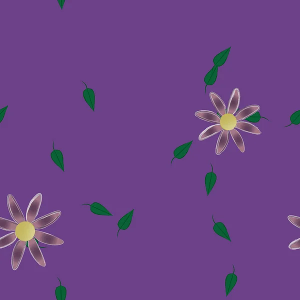 Fleurs Abstraites Avec Des Feuilles Vertes Motif Sans Couture Illustration — Image vectorielle