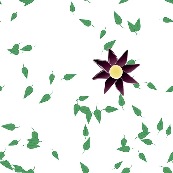 Abstrakta Blommor Med Gröna Blad Sömlös Mönster Vektor Illustration — Stock vektor