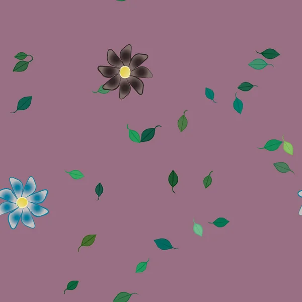 Flores Abstractas Con Hojas Verdes Patrón Sin Costura Ilustración Vectorial — Vector de stock