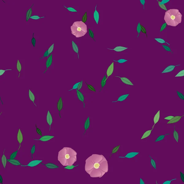 Flores Con Hojas Fondo Sin Costuras Ilustración Vectorial — Vector de stock