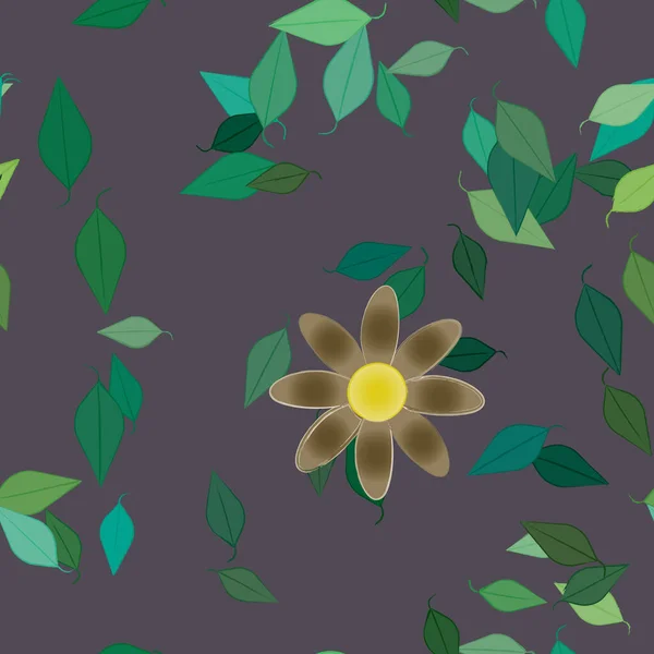 Flores Con Hojas Fondo Sin Costuras Ilustración Vectorial — Vector de stock