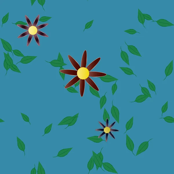 Flori Abstracte Frunze Verzi Model Fără Sudură Ilustrație Vectorială — Vector de stoc