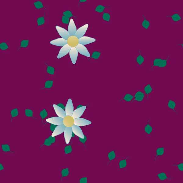 Fleurs Abstraites Avec Des Feuilles Vertes Motif Sans Couture Illustration — Image vectorielle