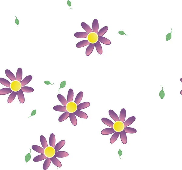 Flores Abstractas Con Hojas Verdes Patrón Sin Costura Ilustración Vectorial — Vector de stock