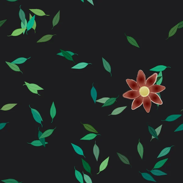 Fleurs Avec Feuilles Fond Sans Couture Illustration Vectorielle — Image vectorielle