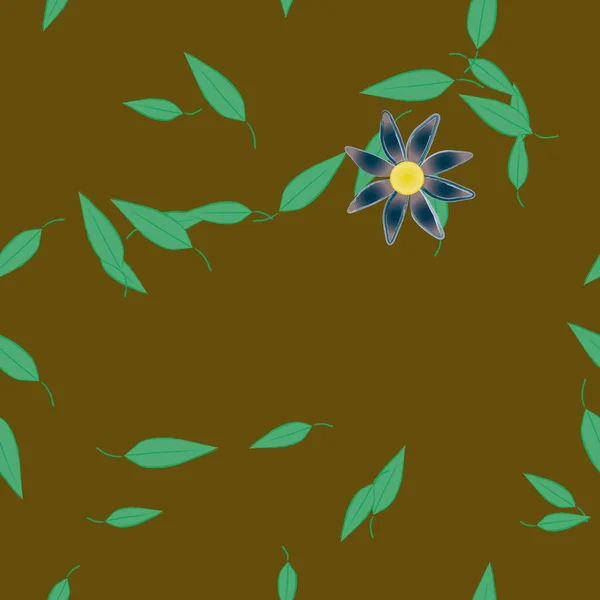 Flores Abstractas Con Hojas Verdes Patrón Sin Costura Ilustración Vectorial — Vector de stock