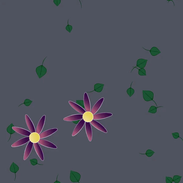 Flores Abstractas Con Hojas Verdes Patrón Sin Costura Ilustración Vectorial — Vector de stock