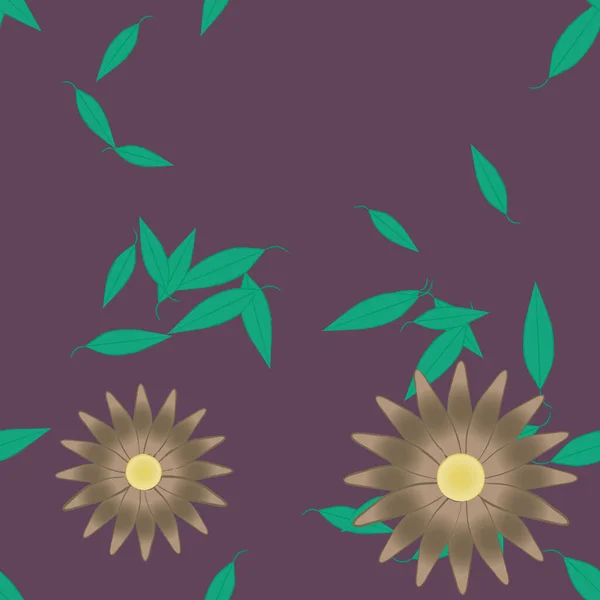 Fleurs Abstraites Avec Des Feuilles Vertes Motif Sans Couture Illustration — Image vectorielle