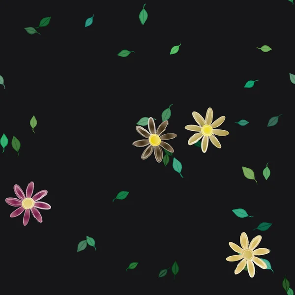 緑の葉で抽象的な花をシームレスなパターンで — ストックベクタ