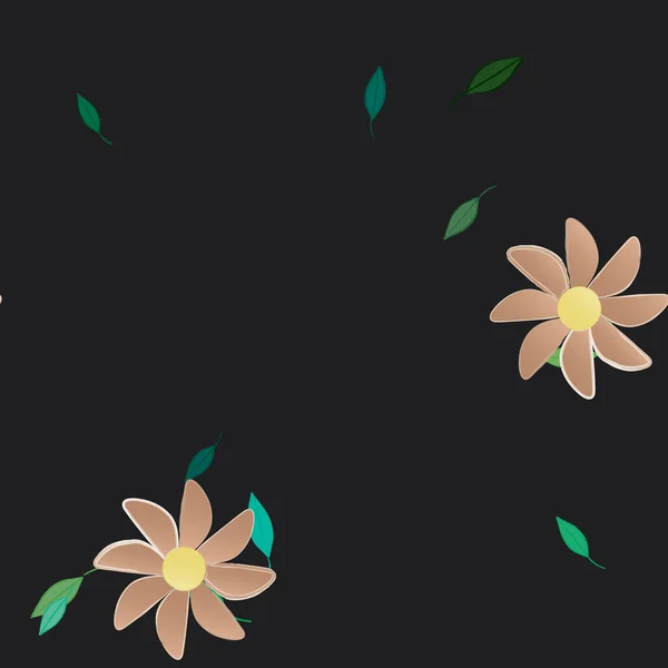 Flores Con Hojas Fondo Sin Costuras Ilustración Vectorial — Archivo Imágenes Vectoriales