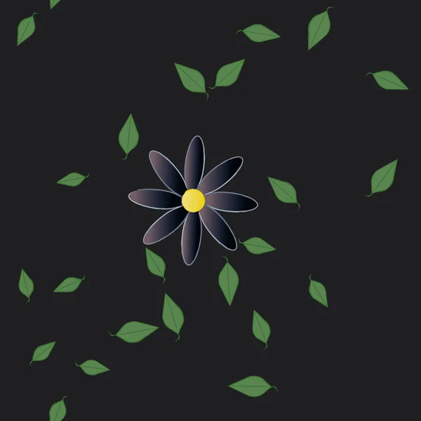 Flores Abstractas Con Hojas Verdes Patrón Sin Costura Ilustración Vectorial — Vector de stock