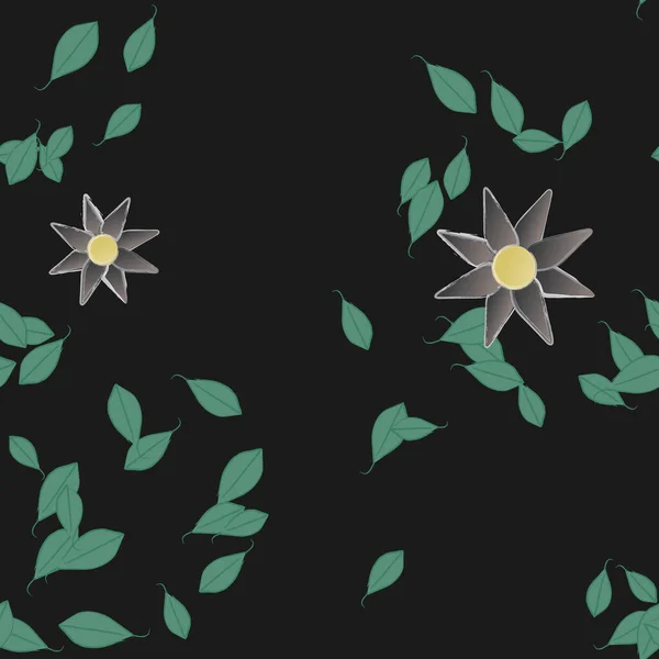 Flores Abstractas Con Hojas Verdes Patrón Sin Costura Ilustración Vectorial — Vector de stock