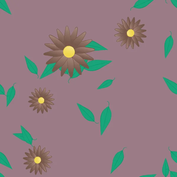 Bloemen Met Bladeren Naadloze Achtergrond Vector Illustratie — Stockvector