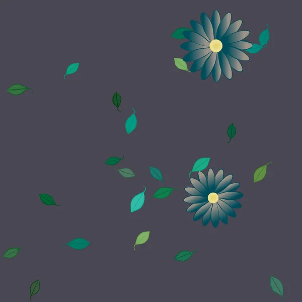 Fleurs Abstraites Avec Des Feuilles Vertes Motif Sans Couture Illustration — Image vectorielle