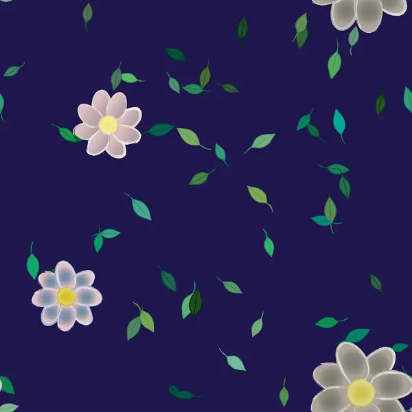 Fleurs Avec Feuilles Fond Sans Couture Illustration Vectorielle — Image vectorielle