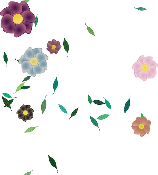 Fleurs Abstraites Avec Des Feuilles Vertes Motif Sans Couture Illustration — Image vectorielle