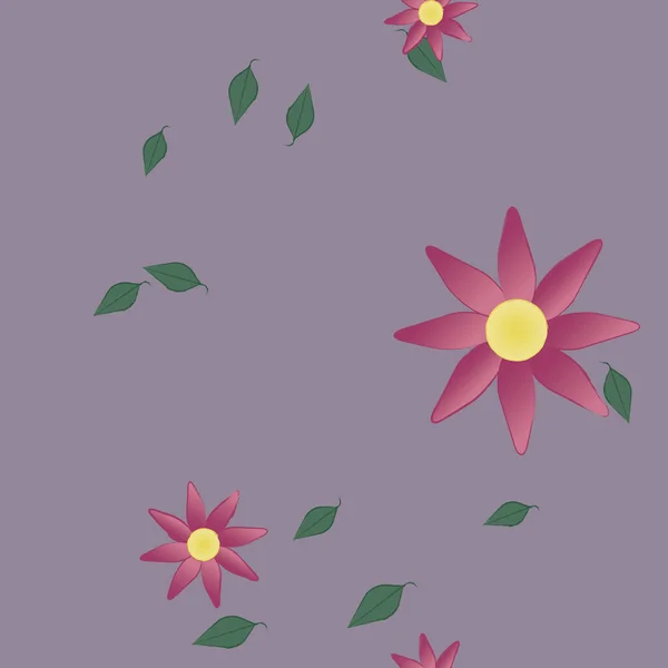 Flores Con Hojas Fondo Sin Costuras Ilustración Vectorial — Archivo Imágenes Vectoriales