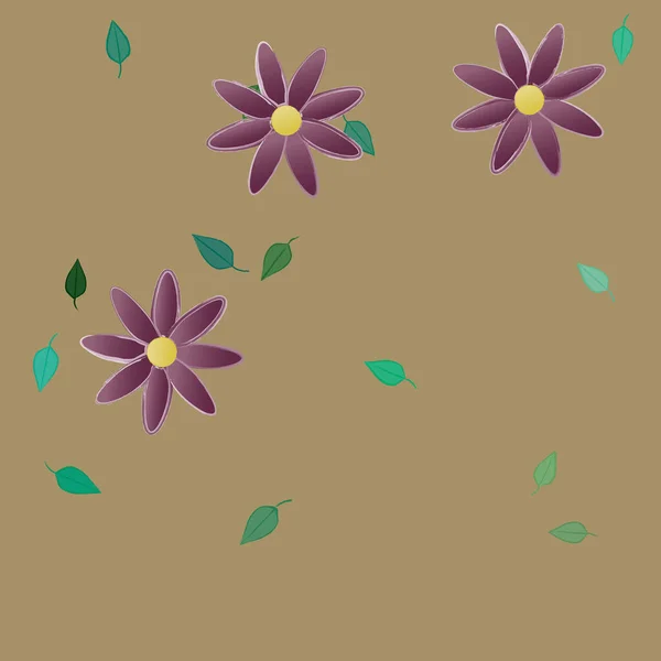 Flores Abstractas Con Hojas Verdes Patrón Sin Costura Ilustración Vectorial — Archivo Imágenes Vectoriales