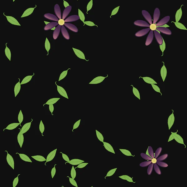 Fleurs Abstraites Avec Des Feuilles Vertes Motif Sans Couture Illustration — Image vectorielle