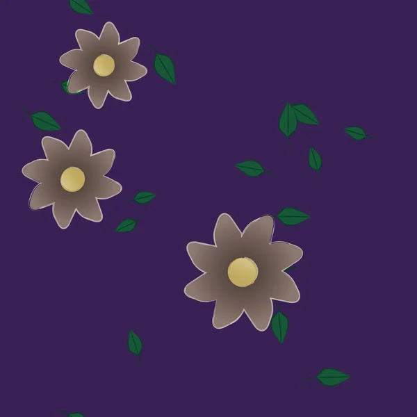 Flores Con Hojas Fondo Sin Costuras Ilustración Vectorial — Vector de stock