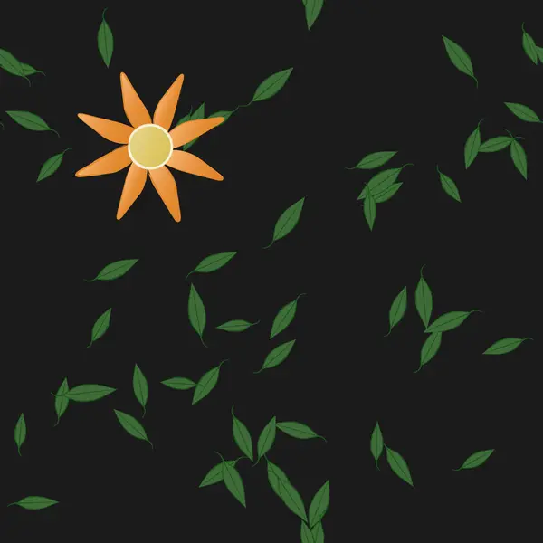 Flores Abstractas Con Hojas Verdes Patrón Sin Costura Ilustración Vectorial — Vector de stock