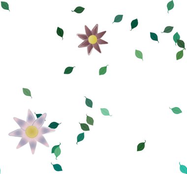 Yeşil yapraklı soyut çiçekler pürüzsüz desen, vektör çizimi