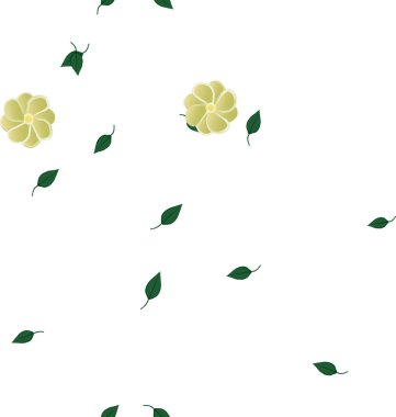 Yeşil yapraklı soyut çiçekler pürüzsüz desen, vektör çizimi