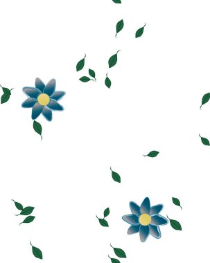 Yeşil yapraklı soyut çiçekler pürüzsüz desen, vektör çizimi