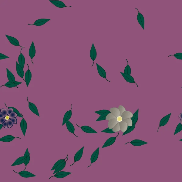 Fleurs Abstraites Avec Des Feuilles Vertes Motif Sans Couture Illustration — Image vectorielle