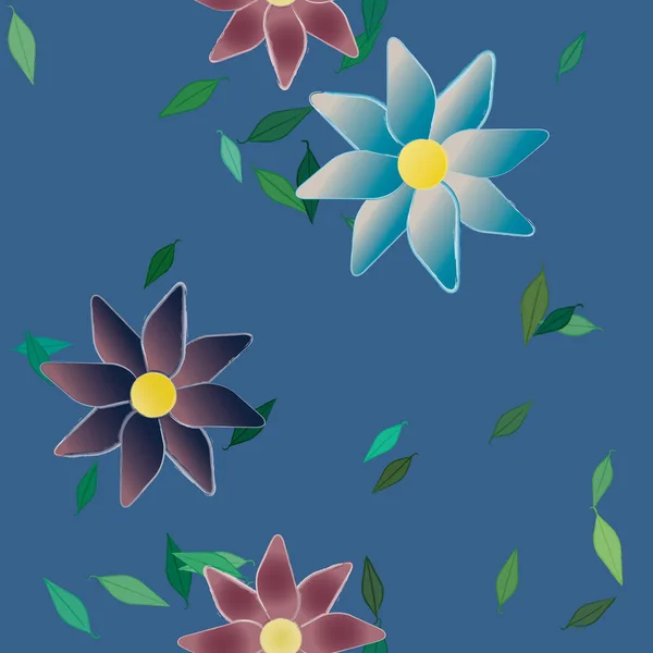 Flores Con Hojas Fondo Sin Costuras Ilustración Vectorial — Archivo Imágenes Vectoriales