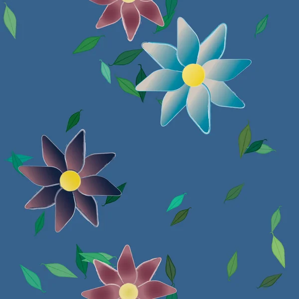 Fleurs Avec Feuilles Fond Sans Couture Illustration Vectorielle — Image vectorielle