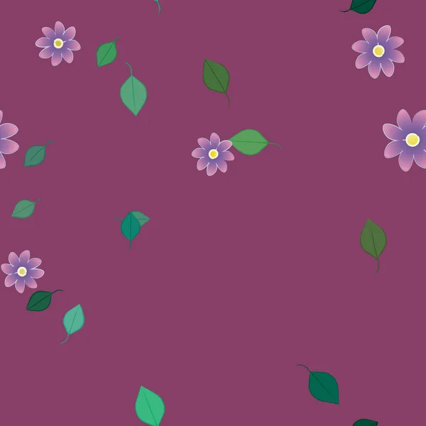 Fleurs Abstraites Avec Des Feuilles Vertes Motif Sans Couture Illustration — Image vectorielle