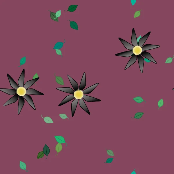 Fleurs Abstraites Avec Des Feuilles Vertes Motif Sans Couture Illustration — Image vectorielle