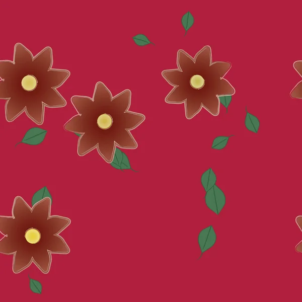 Flores Con Hojas Fondo Sin Costuras Ilustración Vectorial — Vector de stock