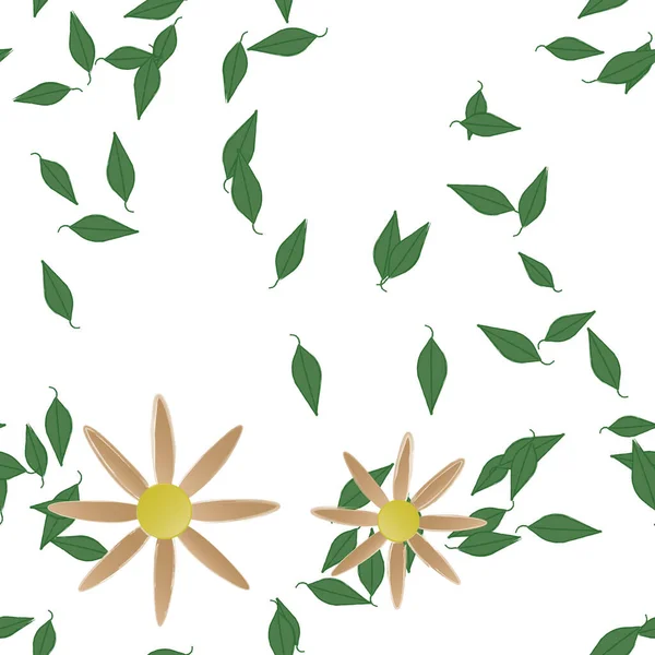Fiori Astratti Con Foglie Verdi Modello Senza Soluzione Continuità Illustrazione — Vettoriale Stock